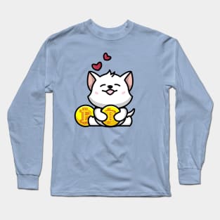 cute huging bitcoin Long Sleeve T-Shirt